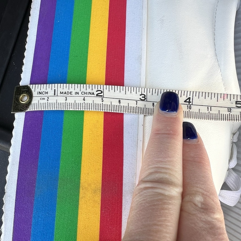Rainbow White Platform Sneakers with Multicolor Stripes - Picture 6 of 9